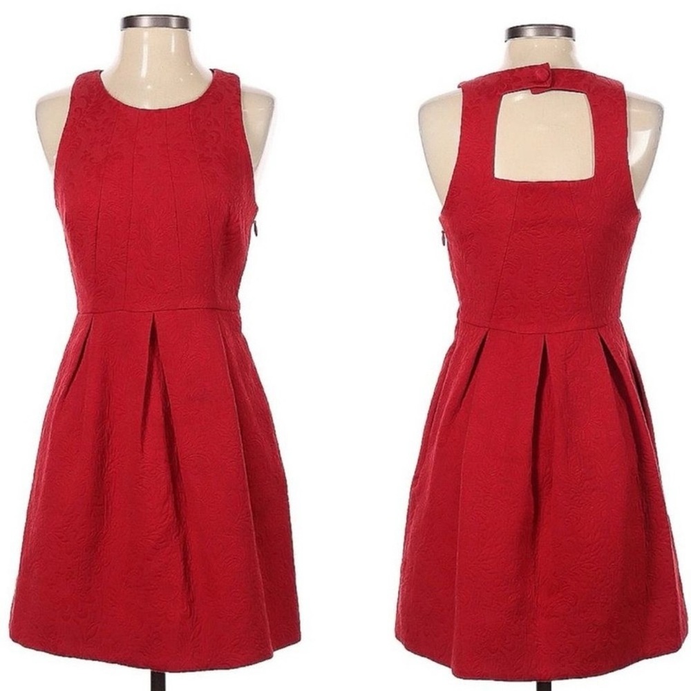 Anthropologie Moulinette Soeurs Elegant Brocade Red Sleeveless Dress